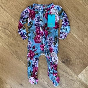 POSH PEANUT Footie Ruffled Zippered One Piece
